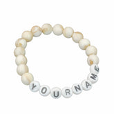 Elastic Name Customized Bracelets Personalized For Kids Girls Women With Off White Acrylic Beads